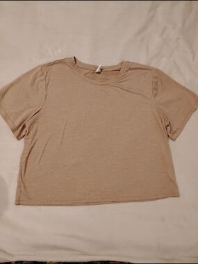Xersion Beige Short-Sleeve Relaxed Crop Crew Tee Size XL